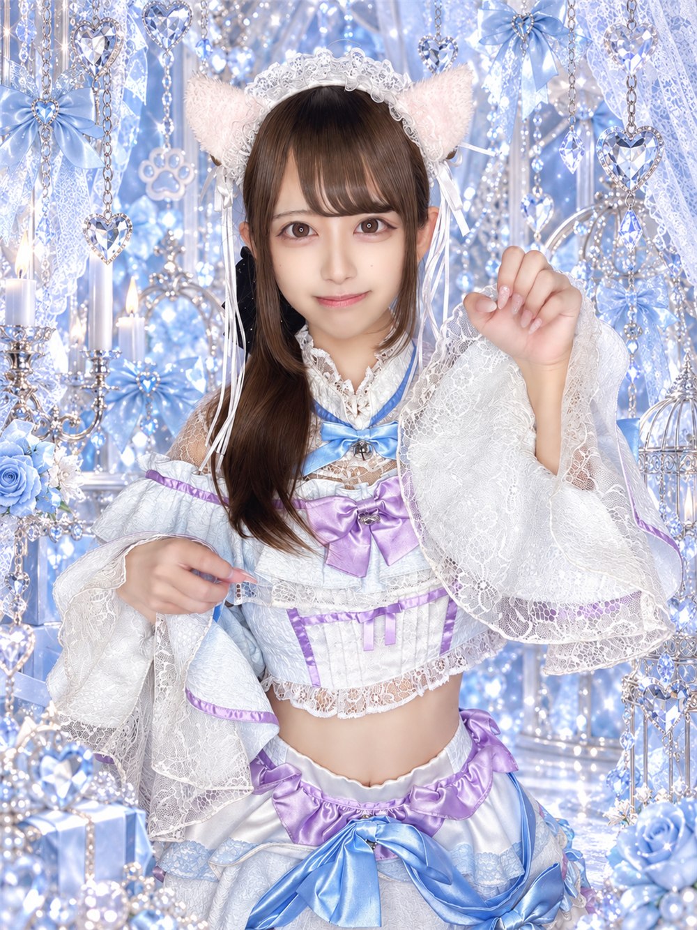 ブルーとラベンダーの猫耳オリジナル制服